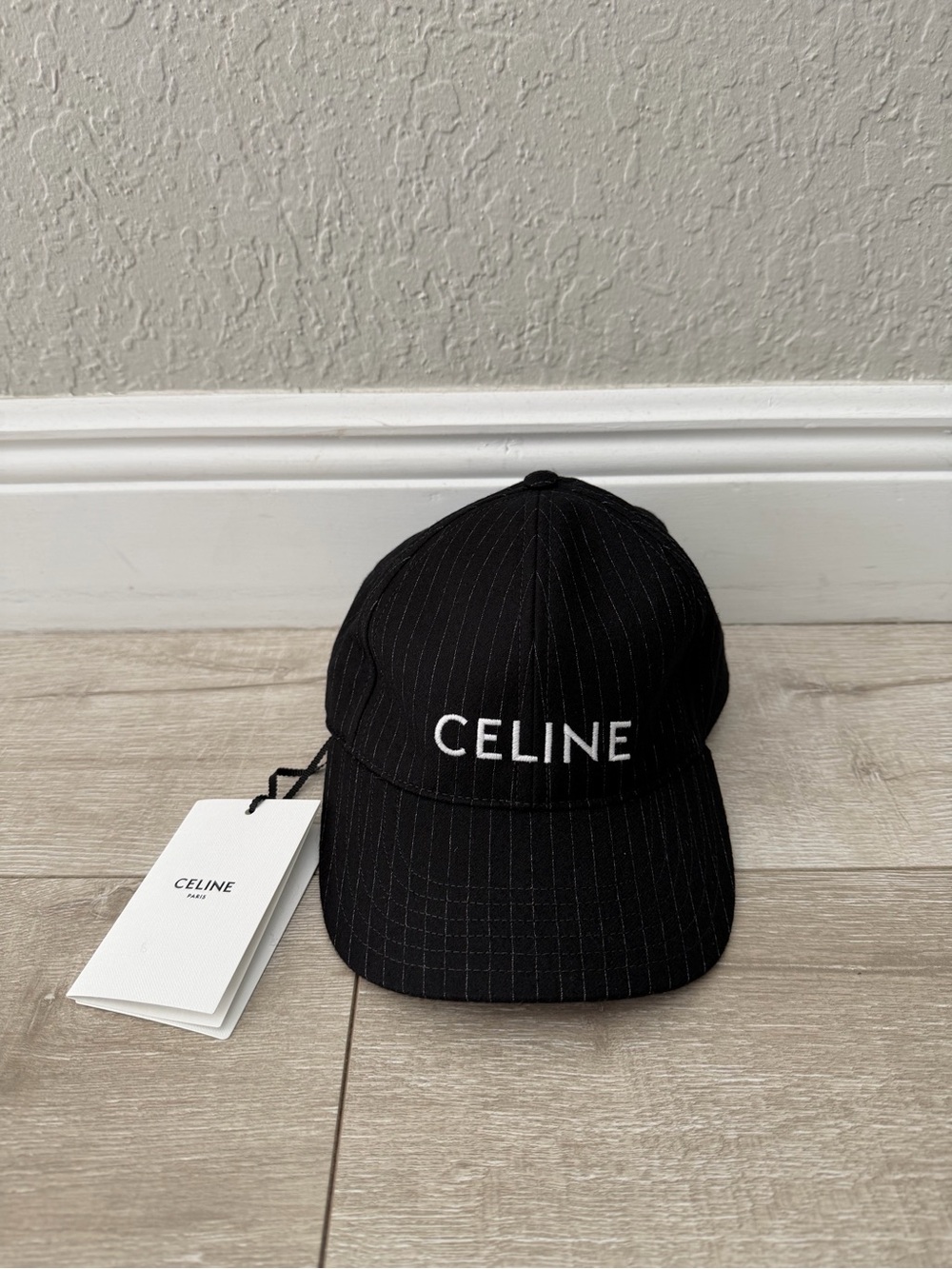 Celine Black Pinstripe Logo Baseball adjustable Cap Adult Unisex